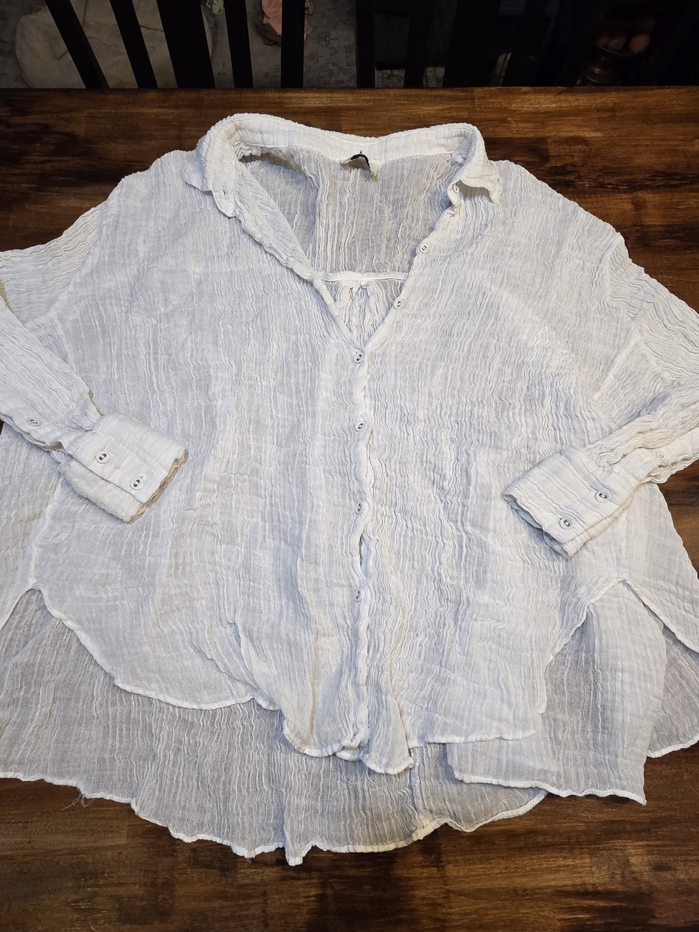 Dissh Nicol White Crinkle Oversized Shirt Size 10 Clean Girl Coastal Preppy